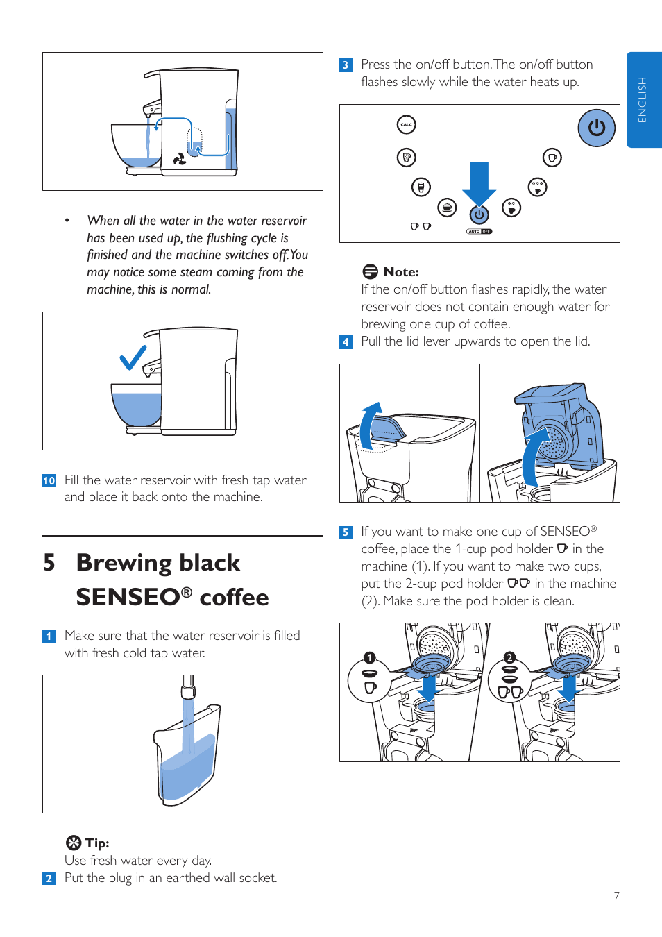 5 brewing black senseo, Coffee | Philips SENSEO® Latte Duo Machine à café à dosettes User Manual | Page 7 / 76