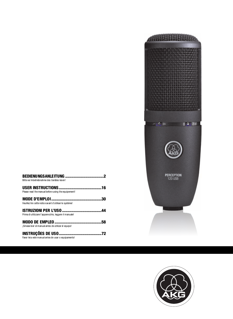 AKG Acoustics PERCEPTION 120 User Manual | 85 pages