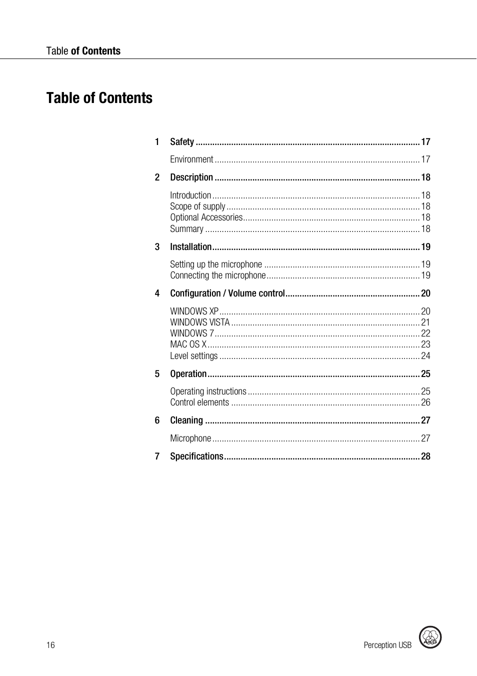 AKG Acoustics PERCEPTION 120 User Manual | Page 16 / 85