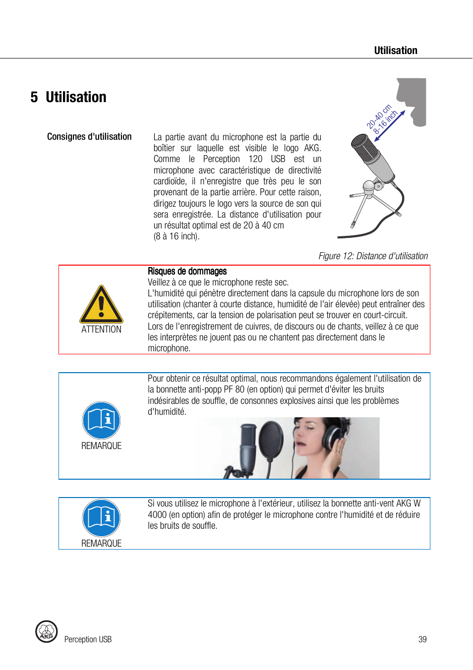 5utilisation | AKG Acoustics PERCEPTION 120 User Manual | Page 39 / 85