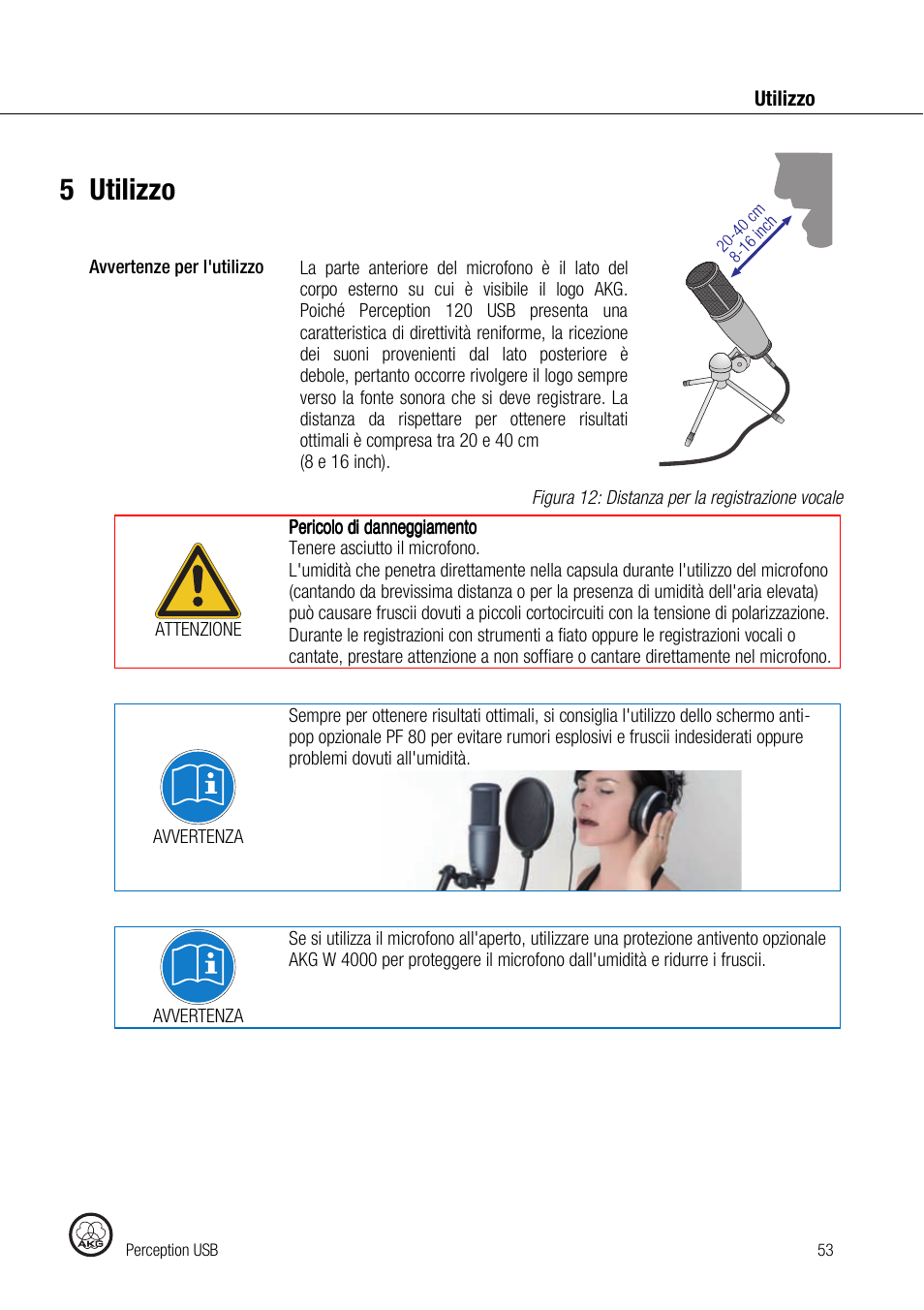 5utilizzo | AKG Acoustics PERCEPTION 120 User Manual | Page 53 / 85