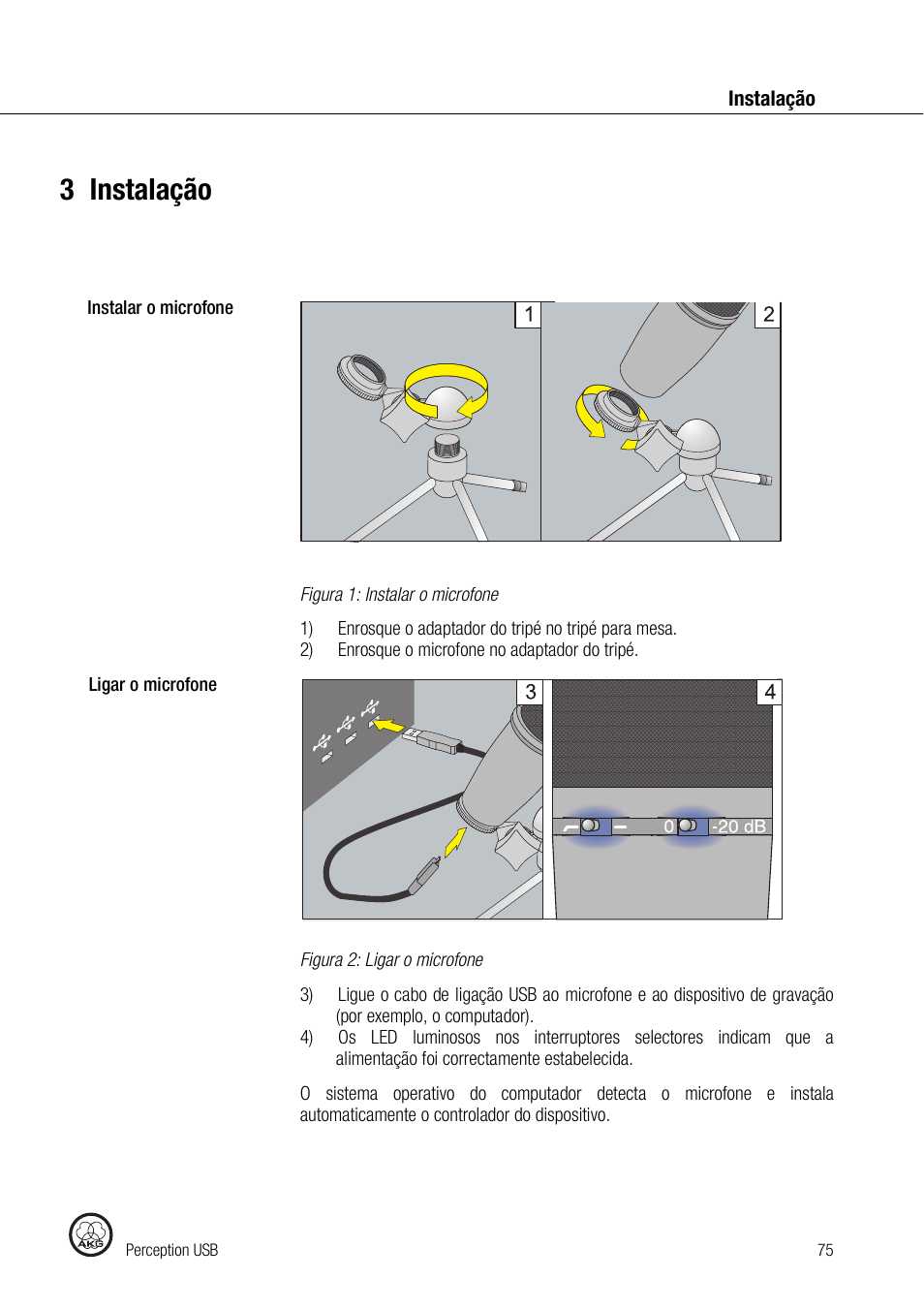 3instalação | AKG Acoustics PERCEPTION 120 User Manual | Page 75 / 85