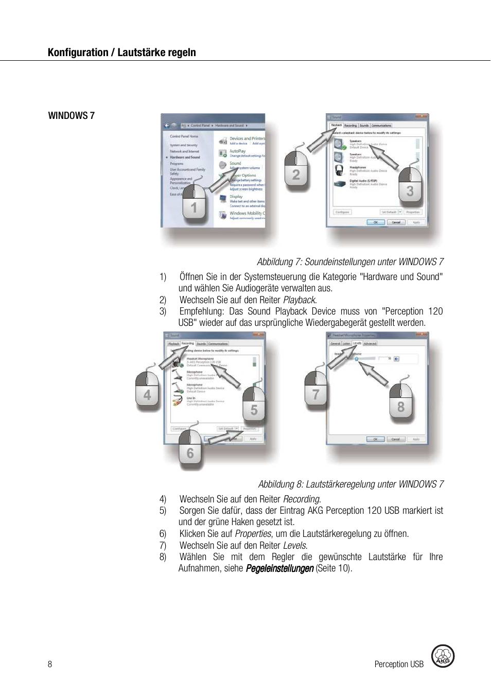 AKG Acoustics PERCEPTION 120 User Manual | Page 8 / 85