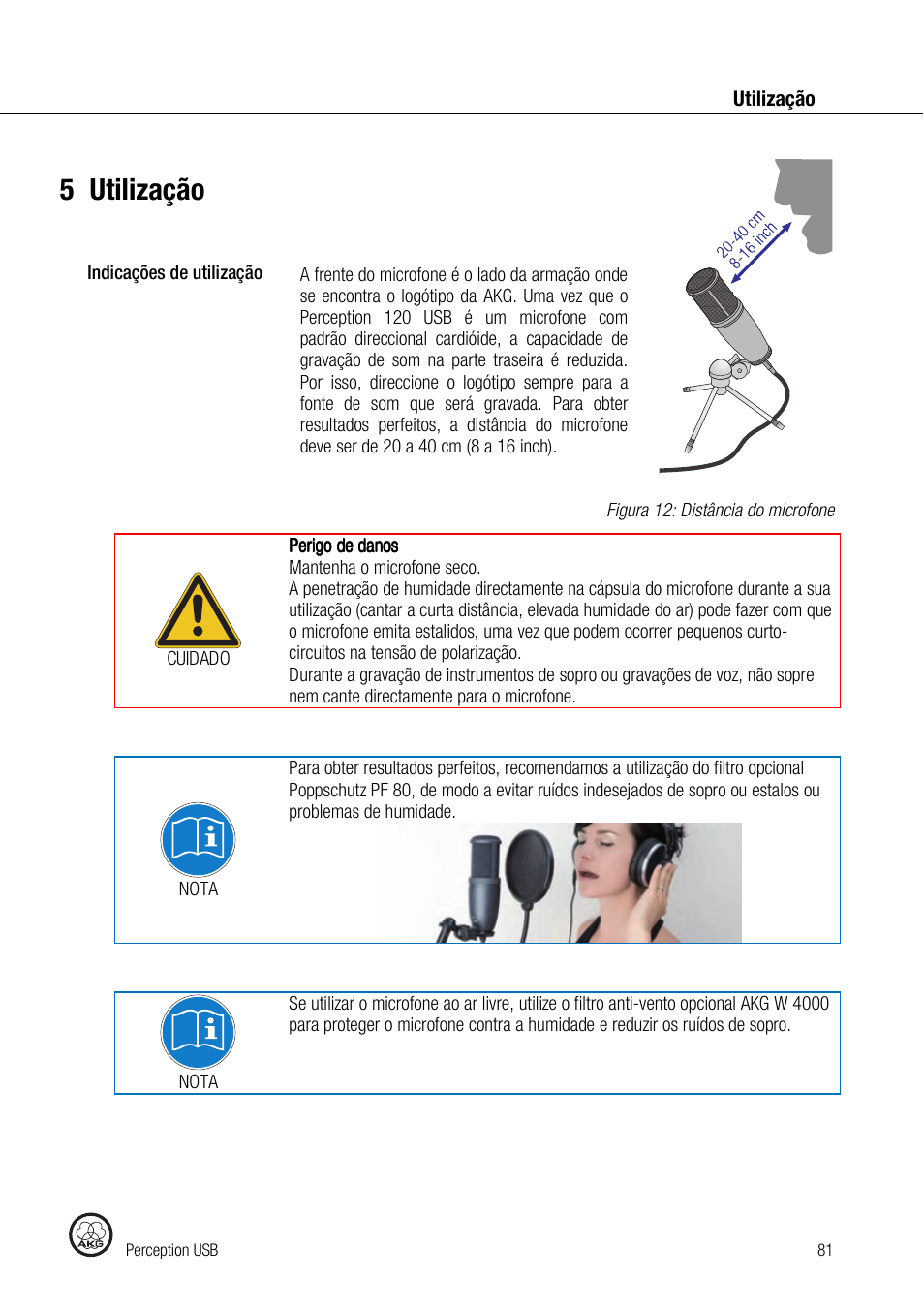 5utilização | AKG Acoustics PERCEPTION 120 User Manual | Page 81 / 85