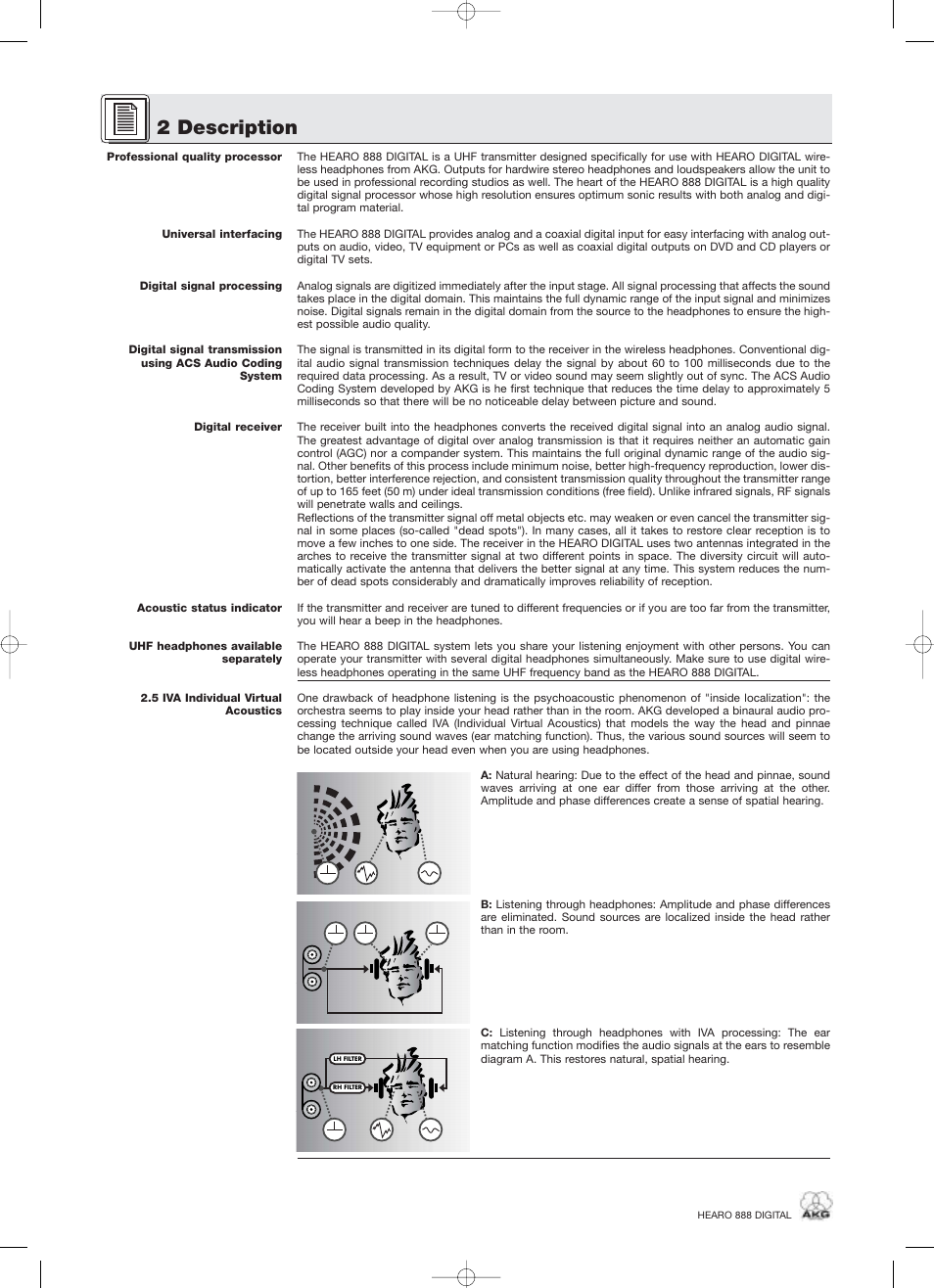2 description | AKG Acoustics HEARO 888 User Manual | Page 14 / 66