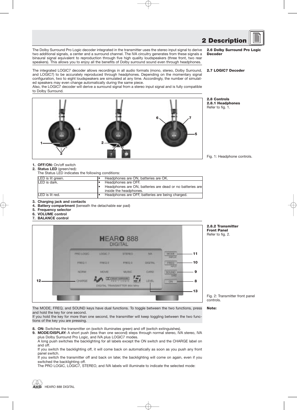2 description | AKG Acoustics HEARO 888 User Manual | Page 15 / 66