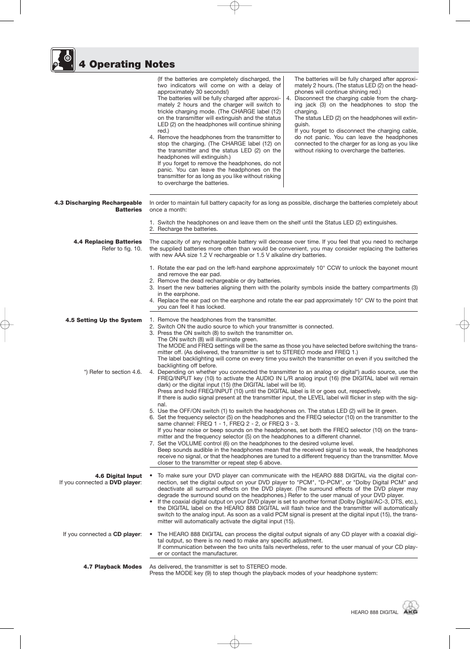 AKG Acoustics HEARO 888 User Manual | Page 18 / 66
