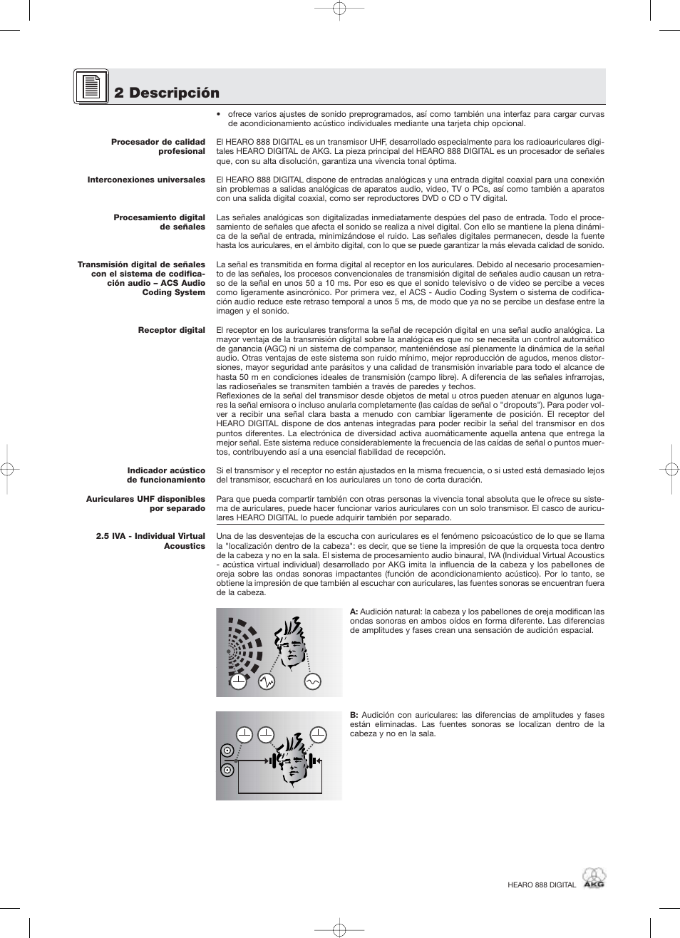 2 descripción | AKG Acoustics HEARO 888 User Manual | Page 44 / 66