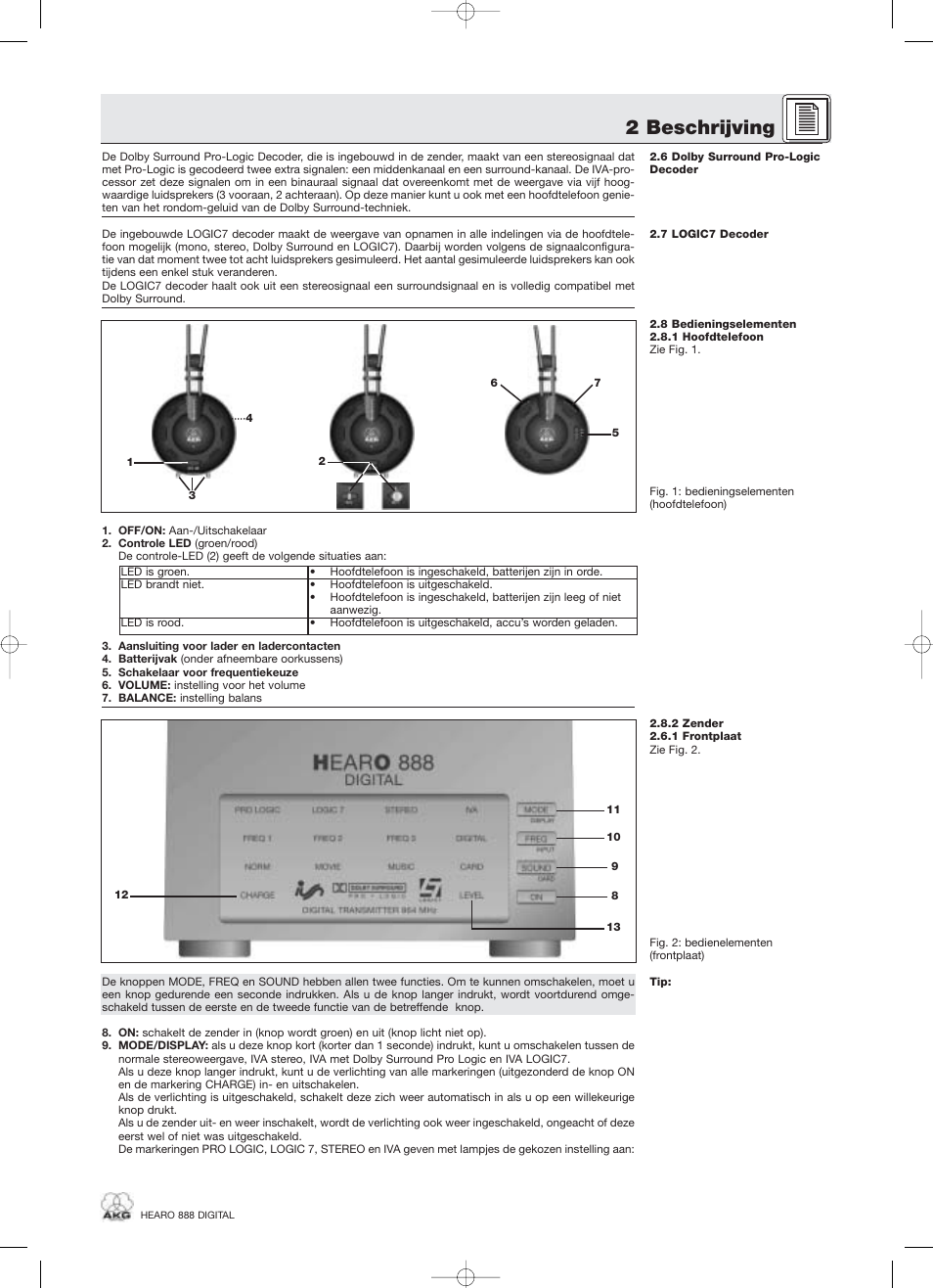 2 beschrijving | AKG Acoustics HEARO 888 User Manual | Page 55 / 66