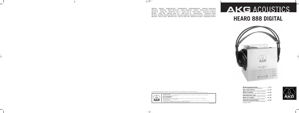 Hearo 888 digital | AKG Acoustics HEARO 888 User Manual | Page 66 / 66