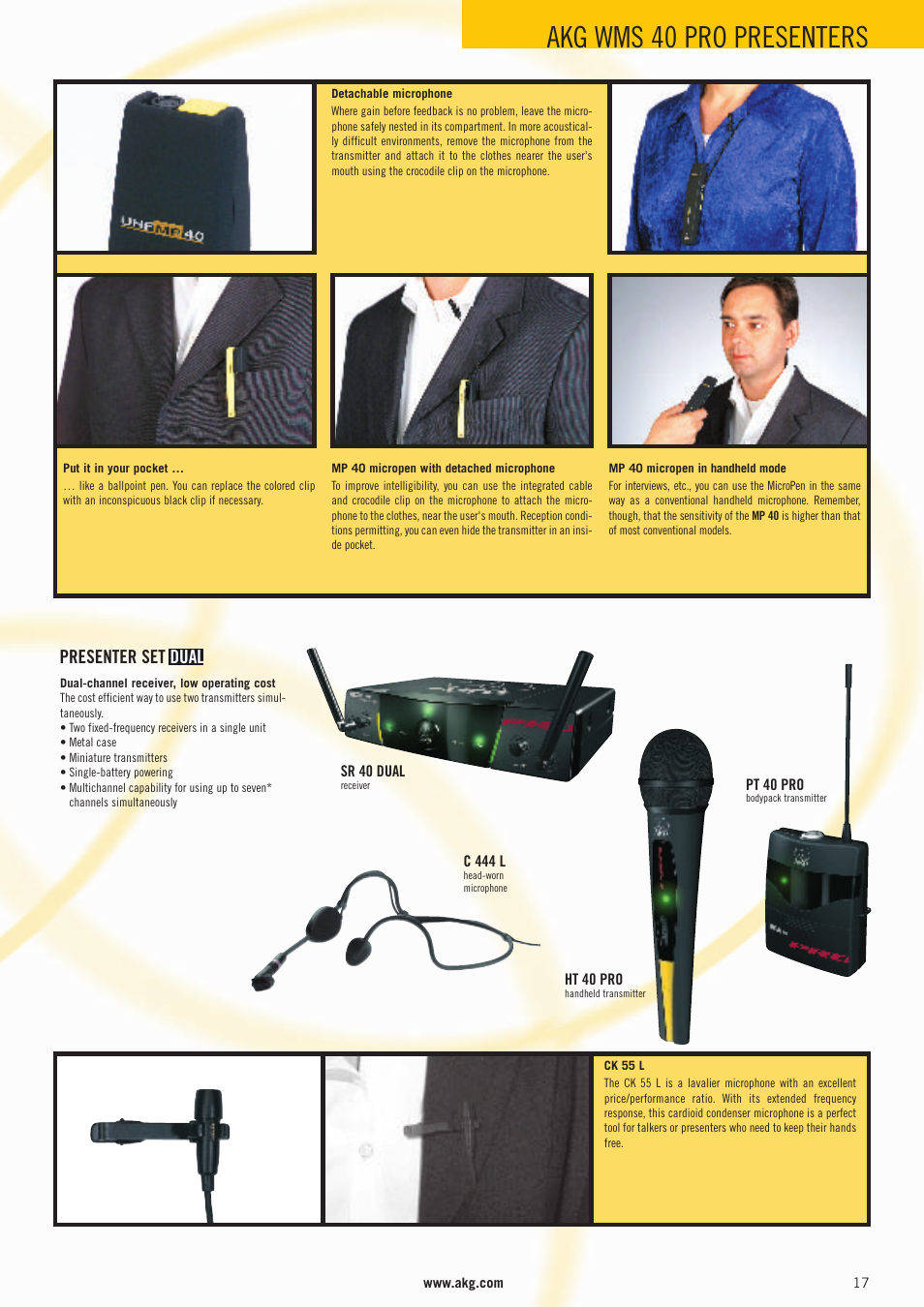 Akg wms 40 pro presenters, Presenter set dual | AKG Acoustics WMS 4000 User Manual | Page 17 / 81