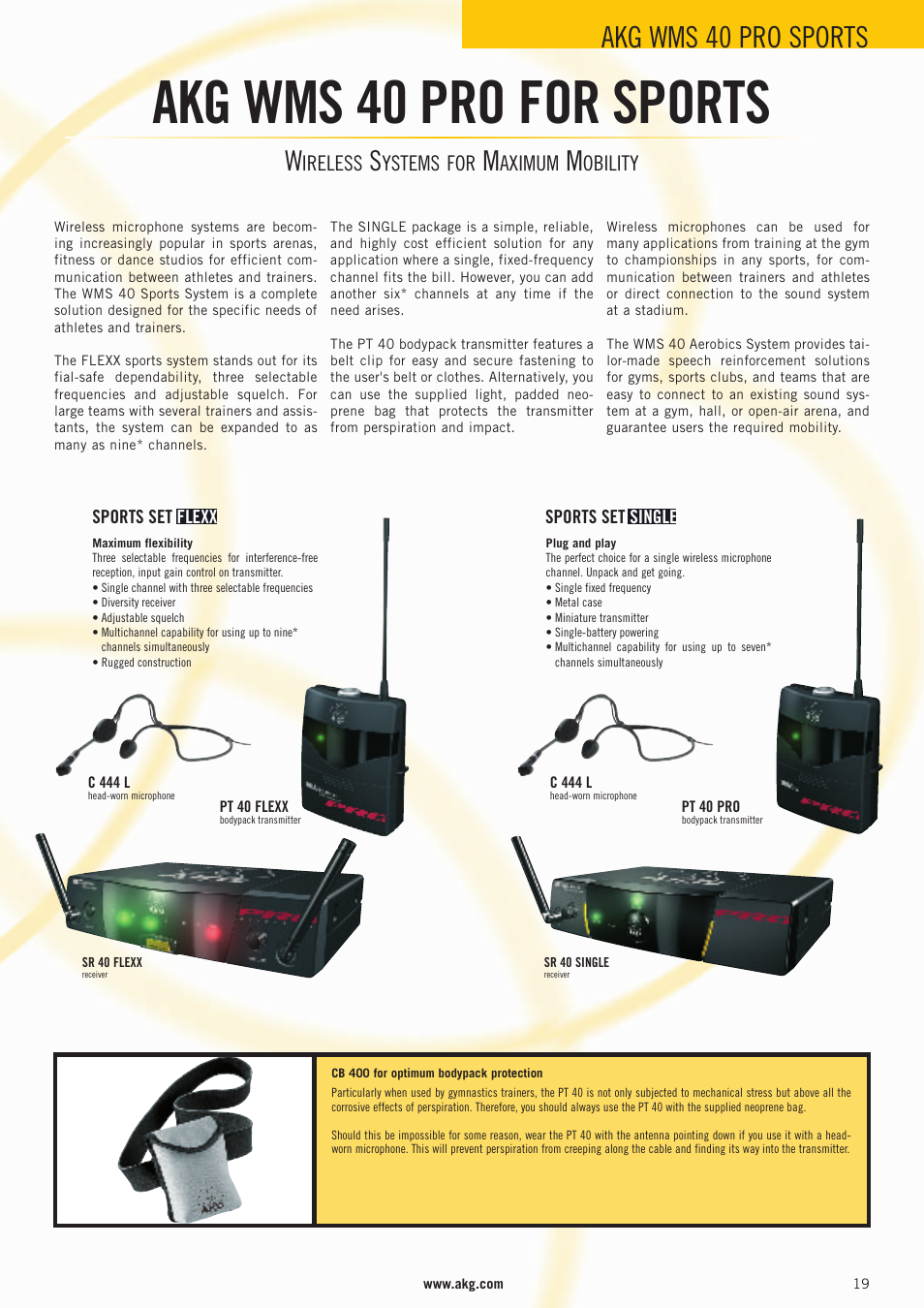 Akg wms 40 pro for sports, Akg wms 40 pro sports, Ireless | Ystems for, Aximum, Obility | AKG Acoustics WMS 4000 User Manual | Page 19 / 81