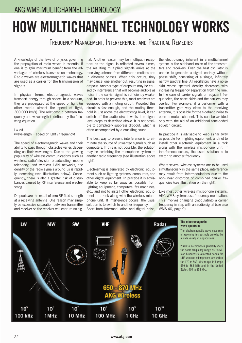 How multichannel technology works, Akg wms multichannel technology | AKG Acoustics WMS 4000 User Manual | Page 22 / 81