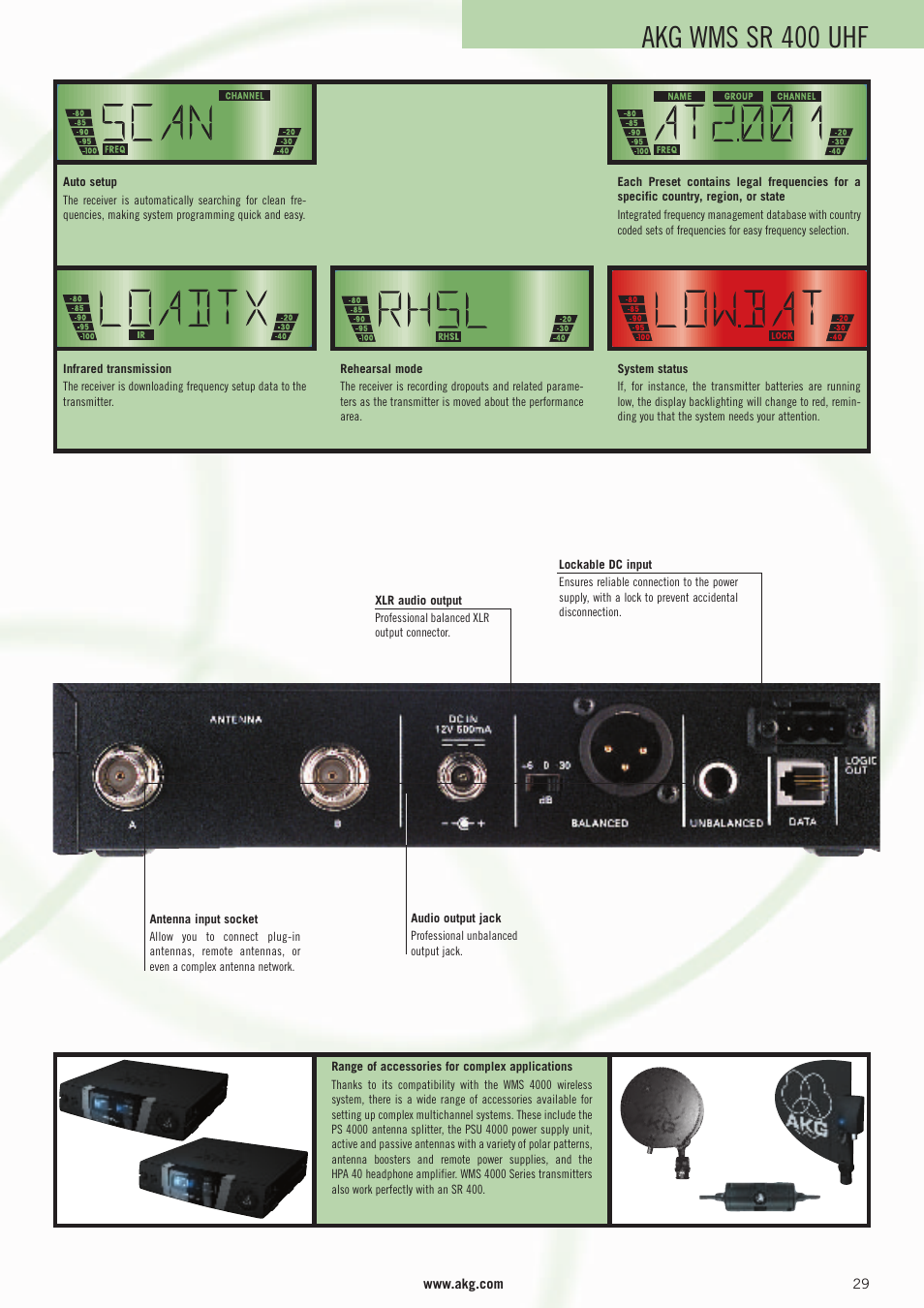 Akg wms sr 400 uhf | AKG Acoustics WMS 4000 User Manual | Page 29 / 81