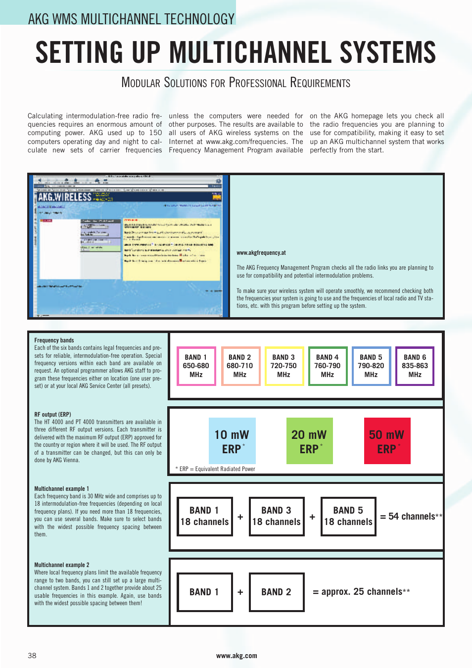 Setting up multichannel systems, Akg wms multichannel technology | AKG Acoustics WMS 4000 User Manual | Page 38 / 81