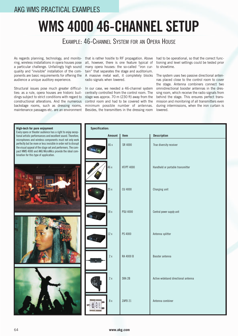 Akg wms practical examples, Xample, Hannel | Ystem for an, Pera, Ouse | AKG Acoustics WMS 4000 User Manual | Page 64 / 81