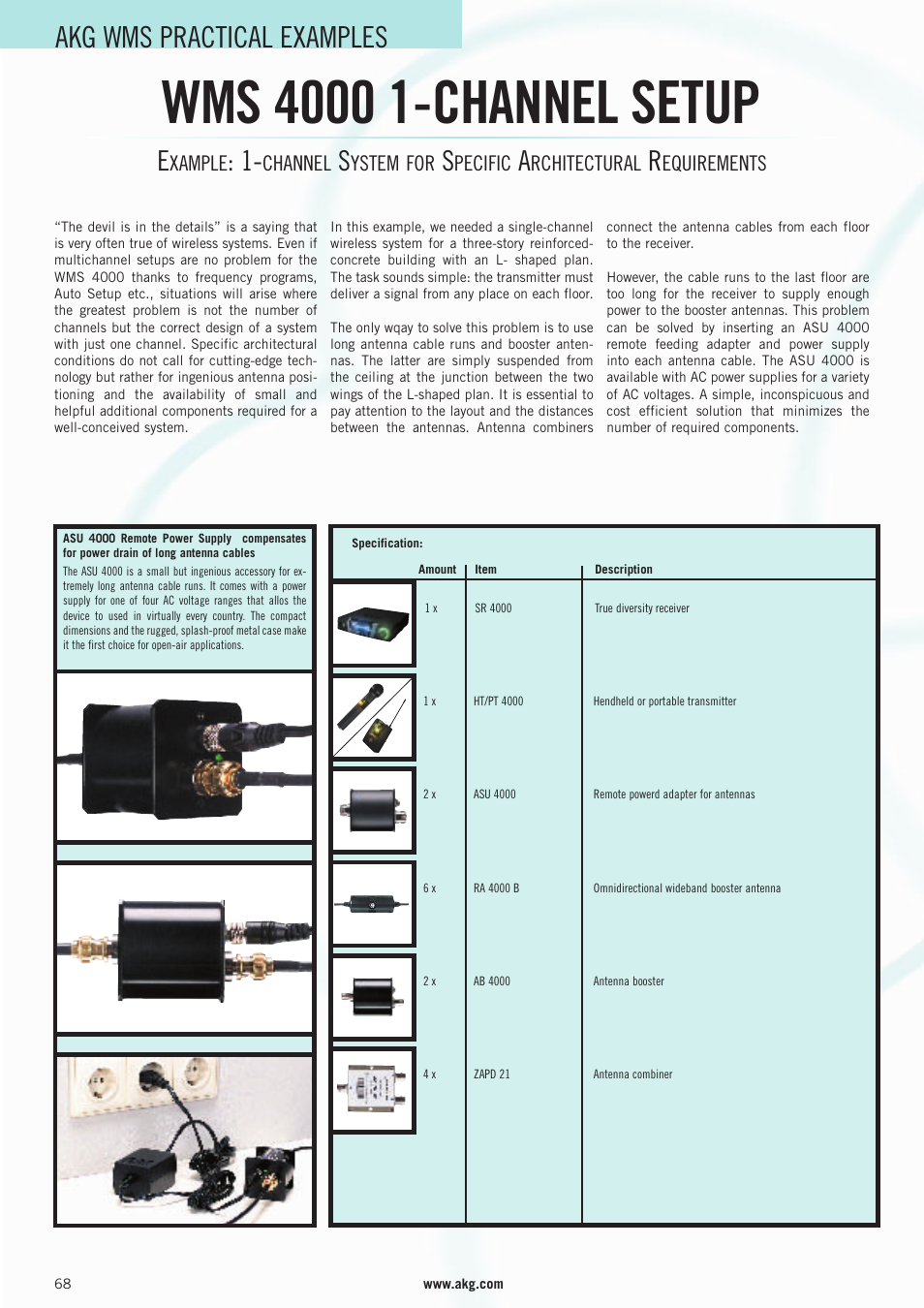 Akg wms practical examples, Xample, Channel | Ystem for, Pecific, Rchitectural, Equirements | AKG Acoustics WMS 4000 User Manual | Page 68 / 81