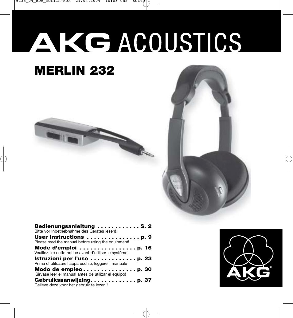 AKG Acoustics MERLIN 232 User Manual | 48 pages