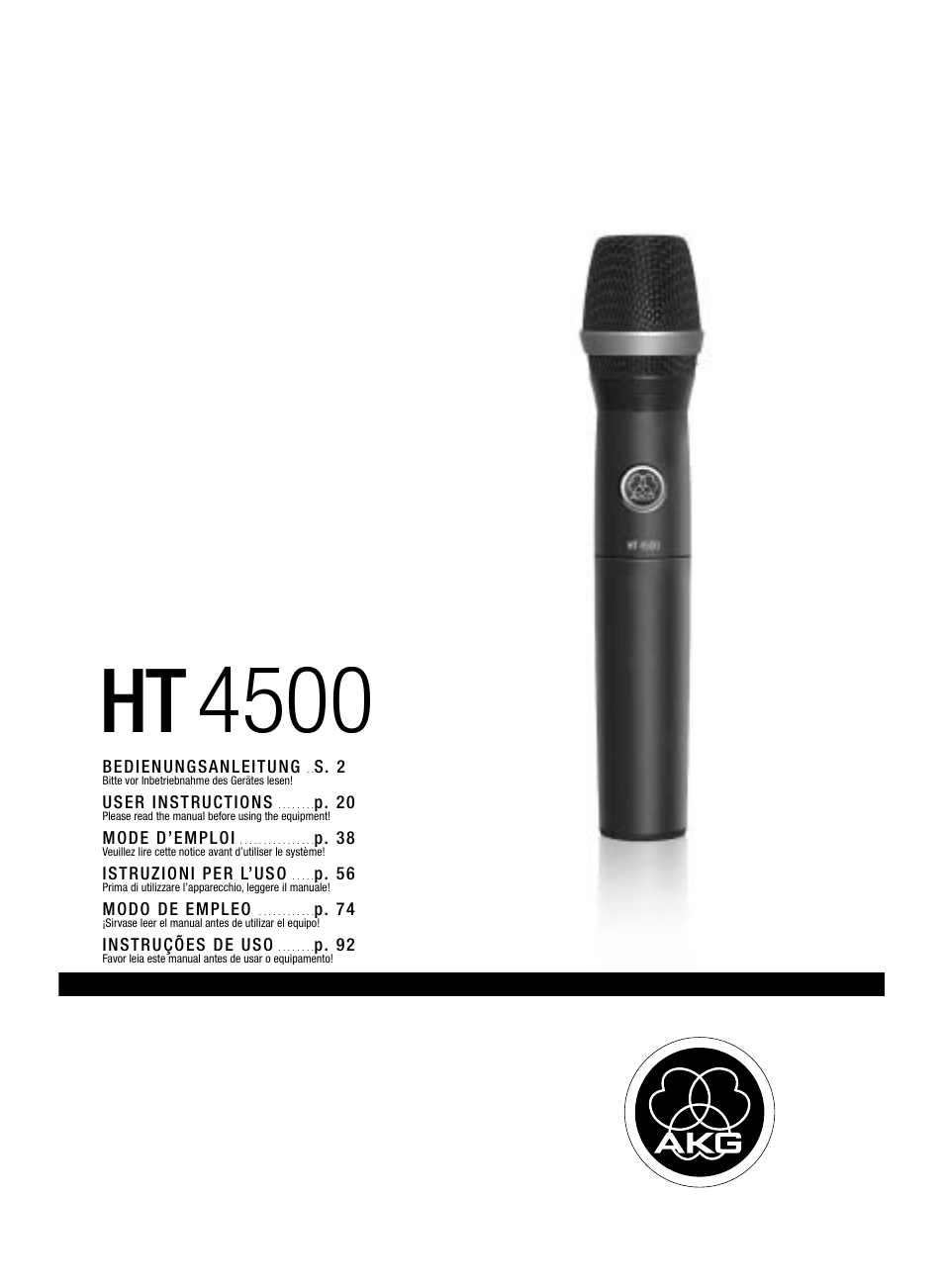 AKG Acoustics HT 4500 User Manual | 114 pages