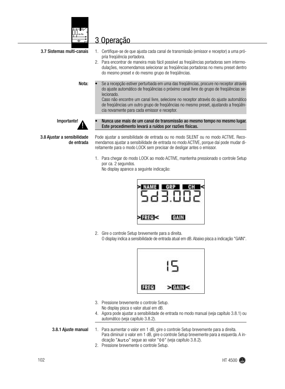 3 operação | AKG Acoustics HT 4500 User Manual | Page 102 / 114