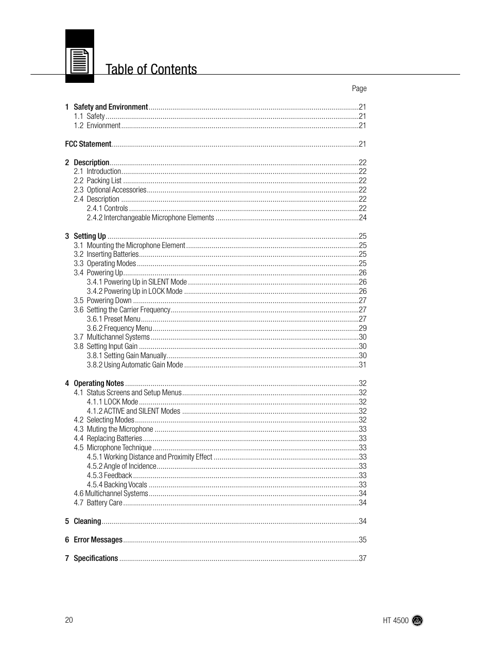 AKG Acoustics HT 4500 User Manual | Page 20 / 114