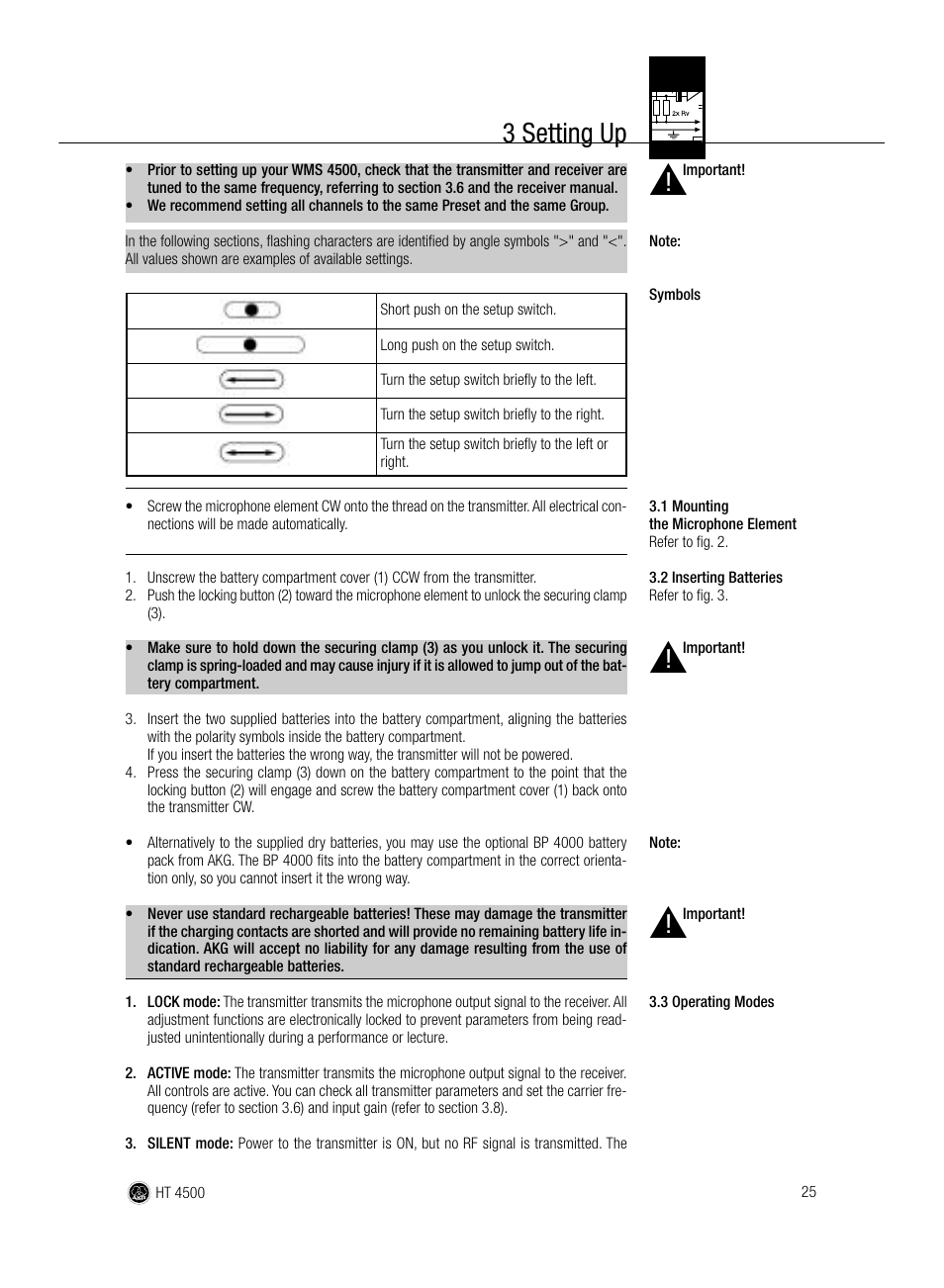 3 setting up | AKG Acoustics HT 4500 User Manual | Page 25 / 114