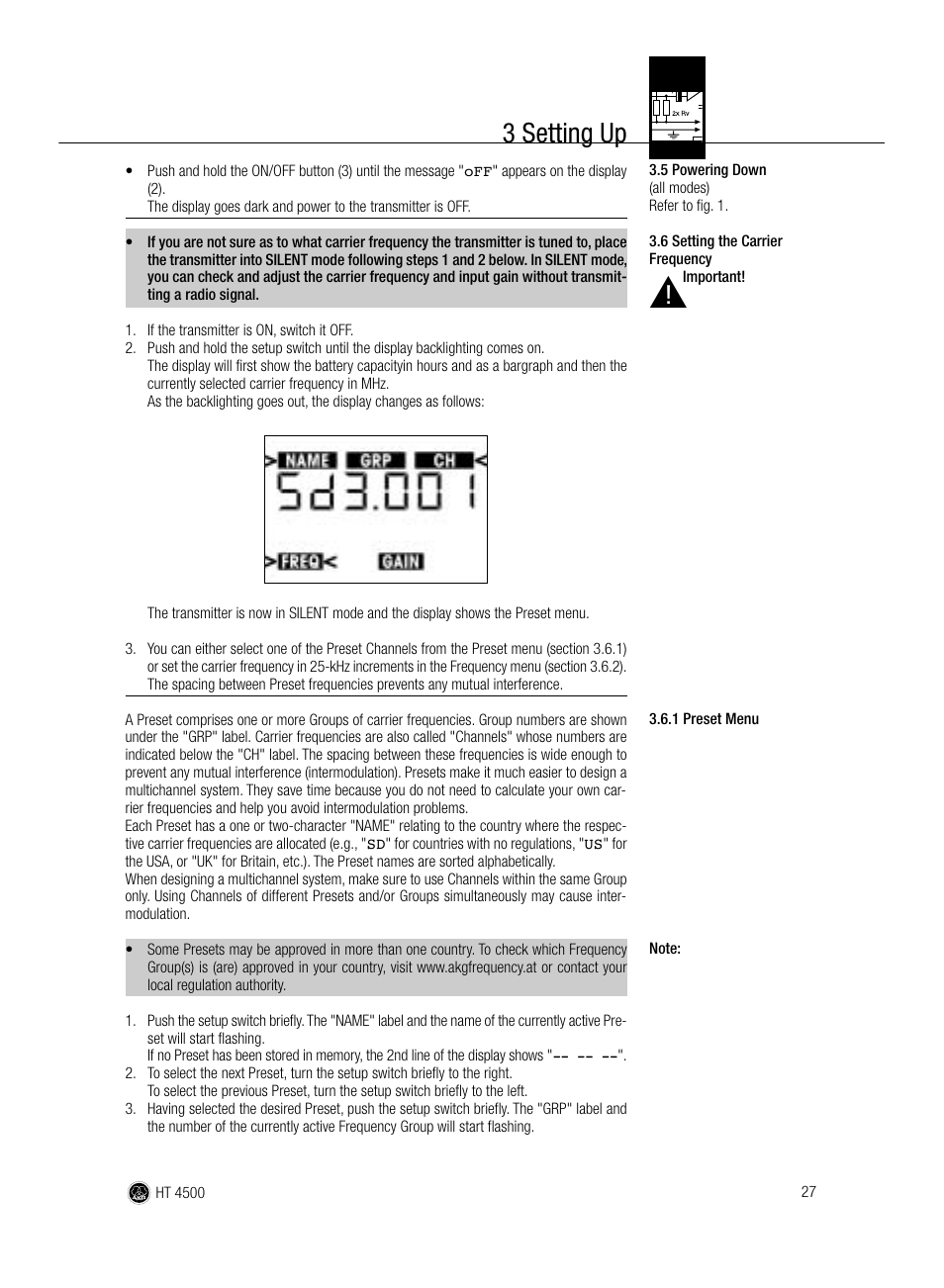 3 setting up | AKG Acoustics HT 4500 User Manual | Page 27 / 114