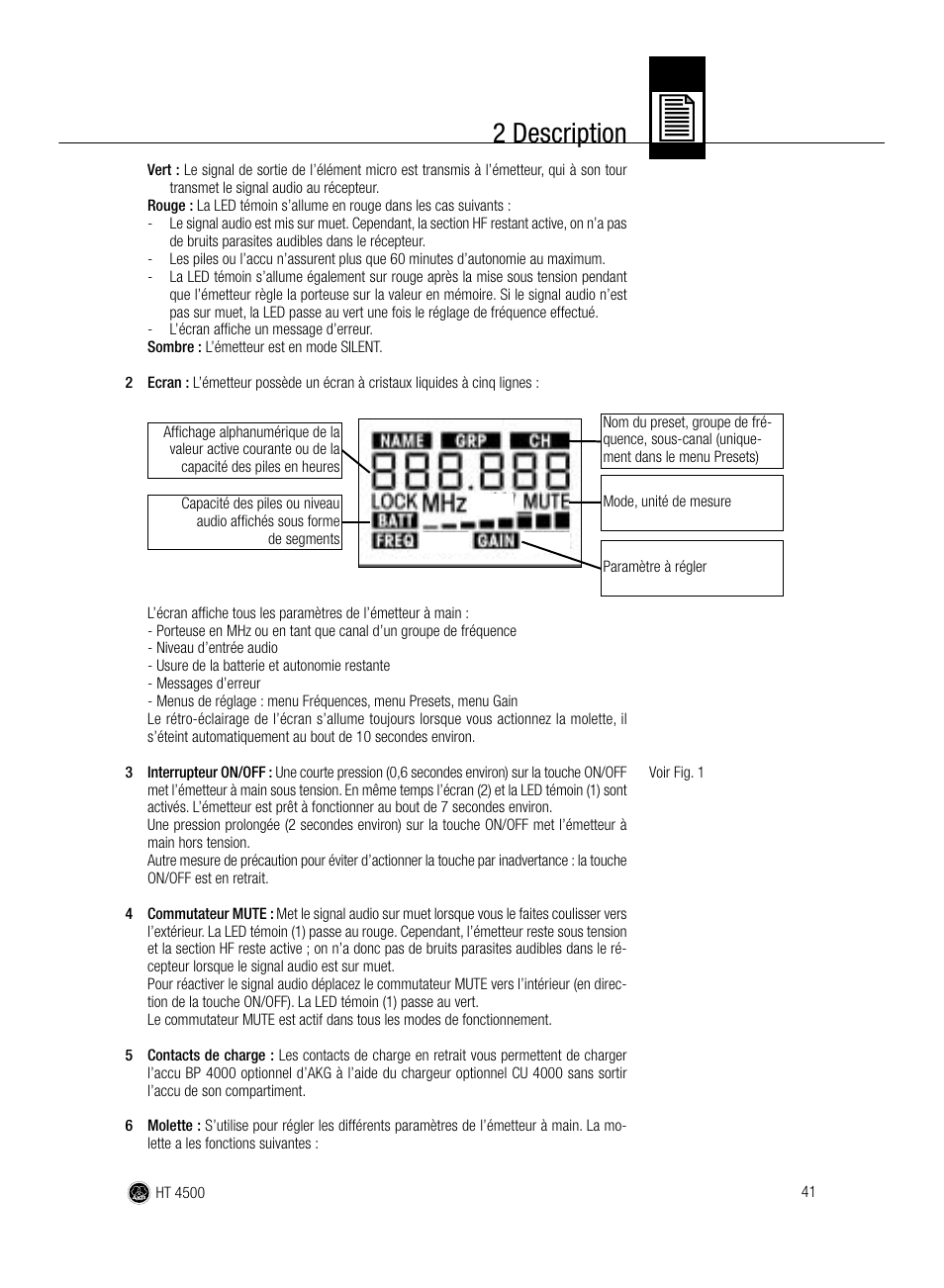 2 description | AKG Acoustics HT 4500 User Manual | Page 41 / 114