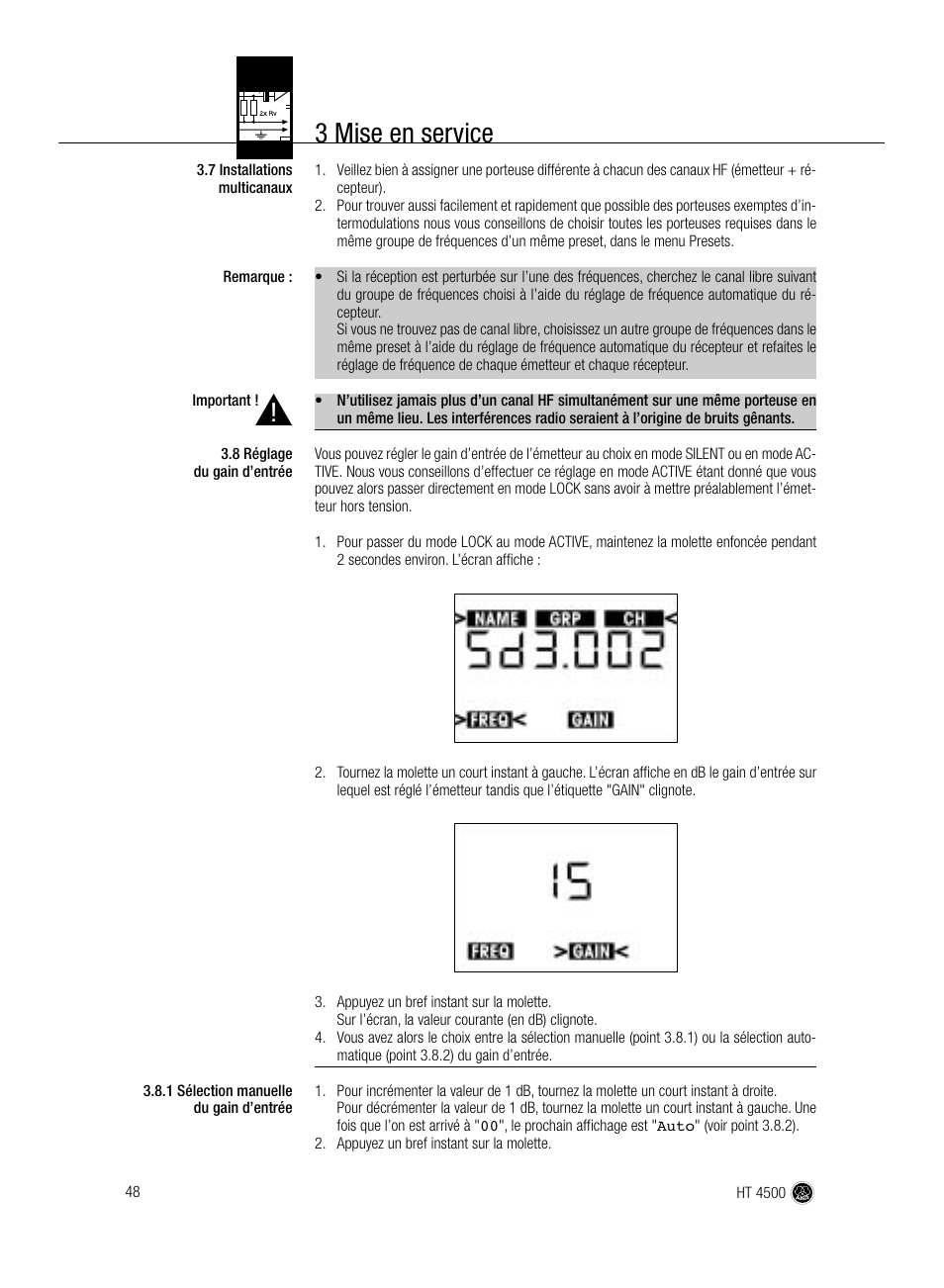 3 mise en service | AKG Acoustics HT 4500 User Manual | Page 48 / 114