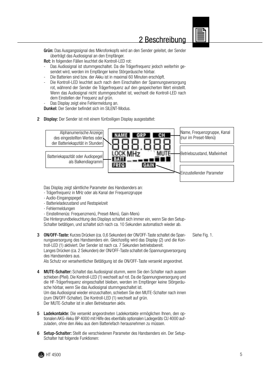 2 beschreibung | AKG Acoustics HT 4500 User Manual | Page 5 / 114