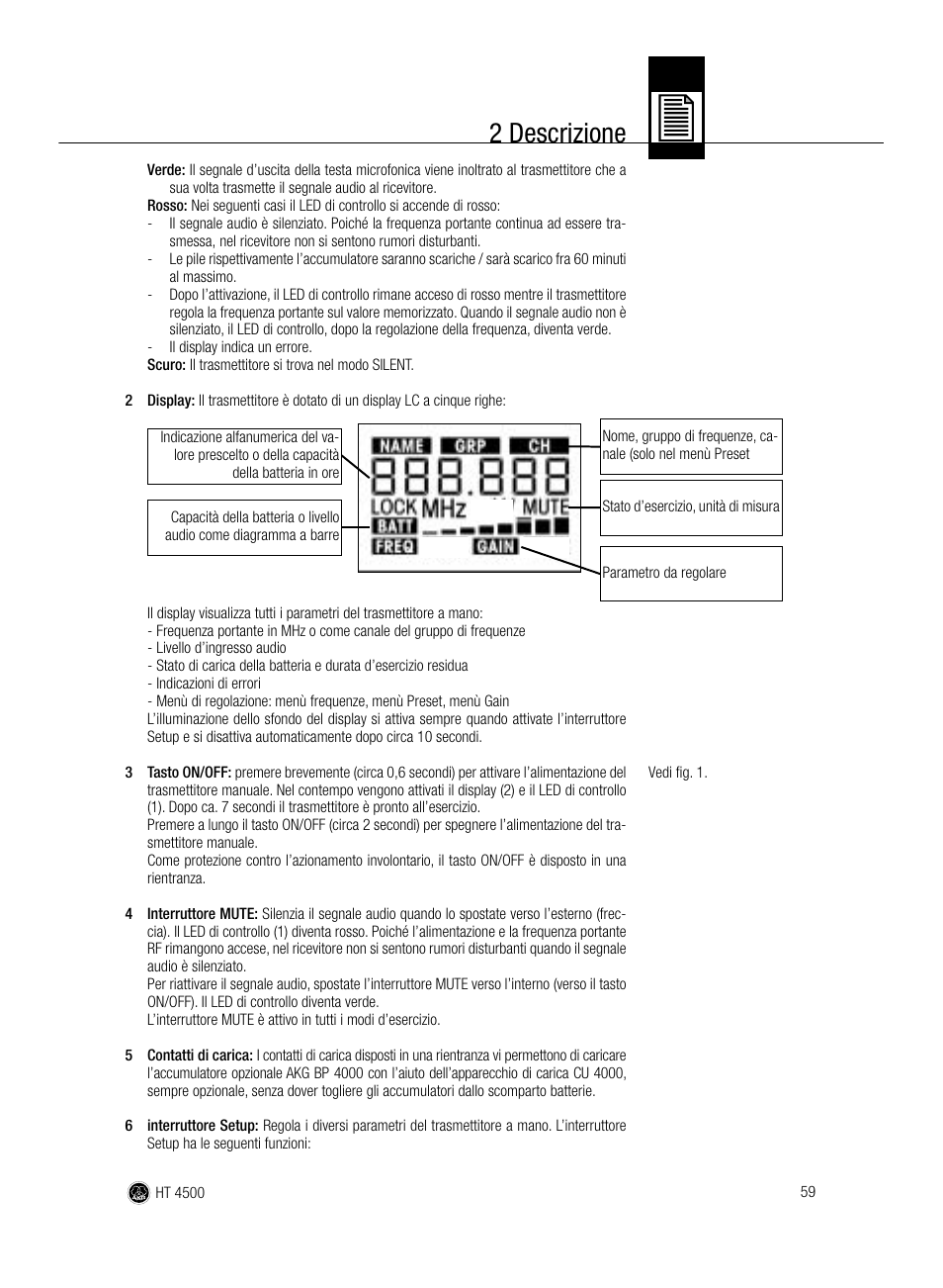 2 descrizione | AKG Acoustics HT 4500 User Manual | Page 59 / 114