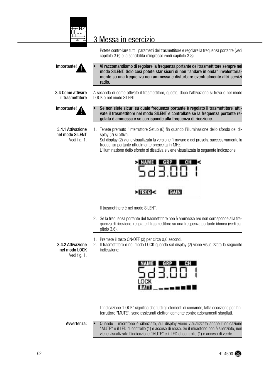 3 messa in esercizio | AKG Acoustics HT 4500 User Manual | Page 62 / 114