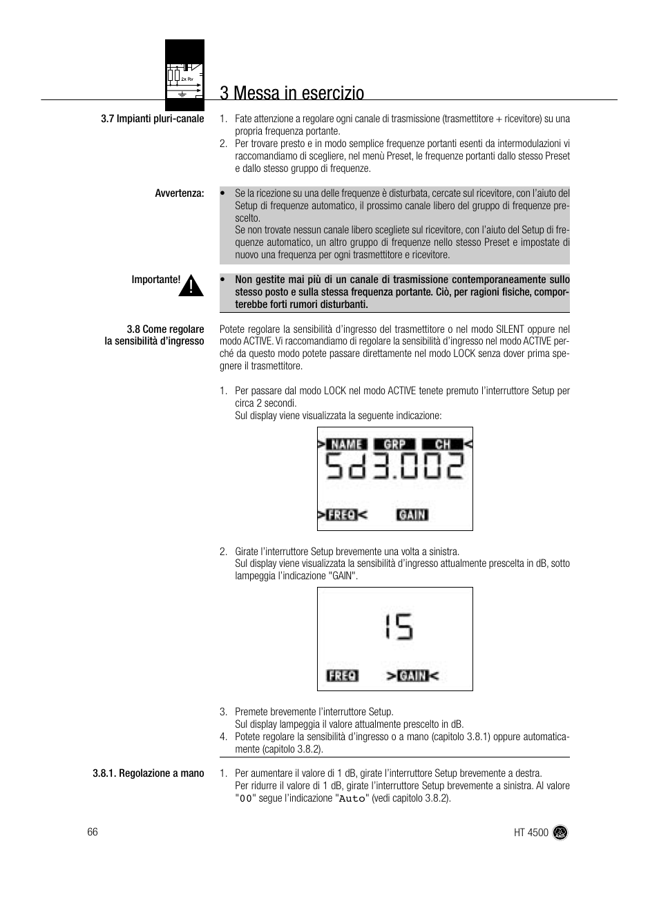 3 messa in esercizio | AKG Acoustics HT 4500 User Manual | Page 66 / 114