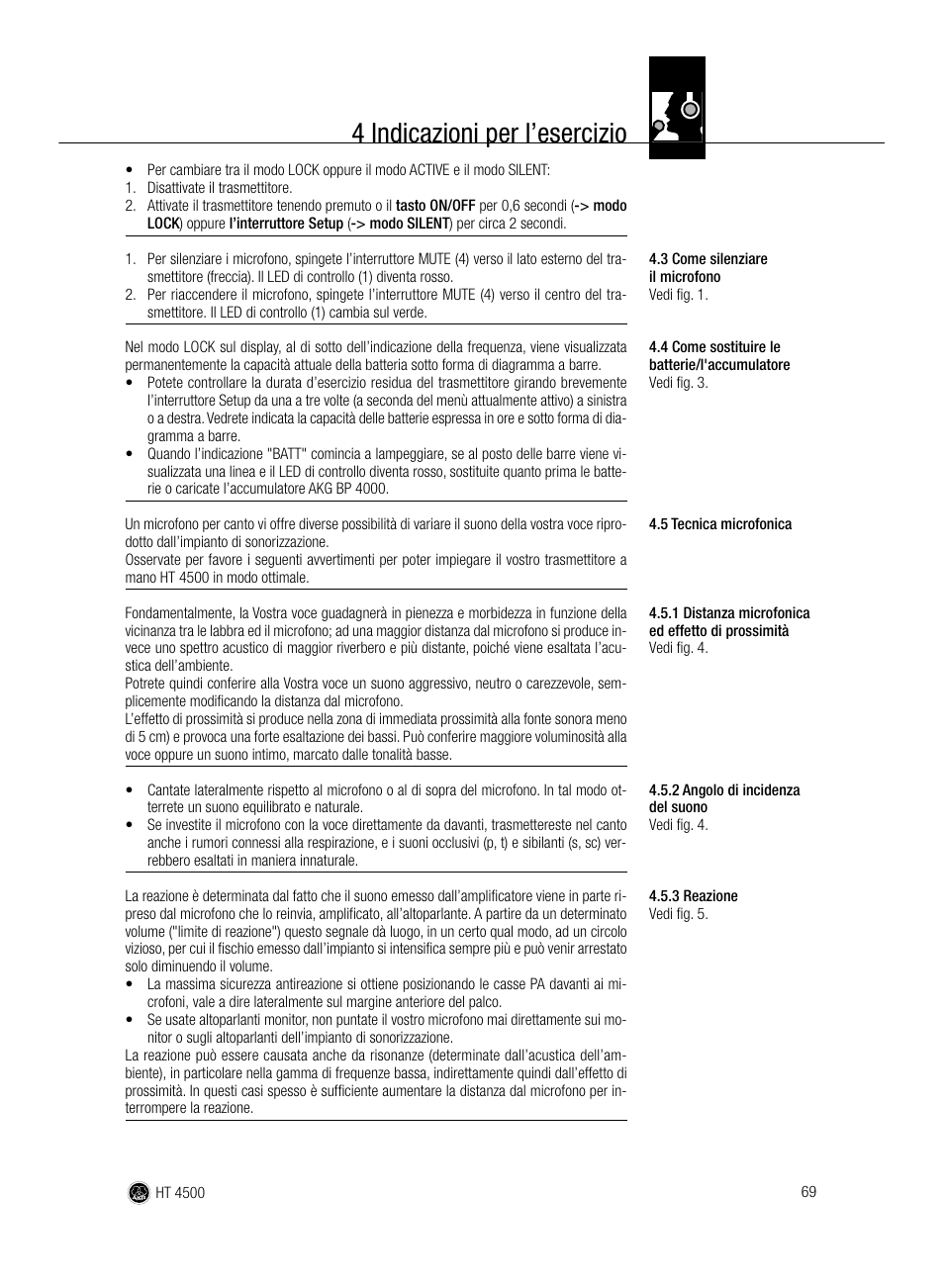 4 indicazioni per l’esercizio | AKG Acoustics HT 4500 User Manual | Page 69 / 114