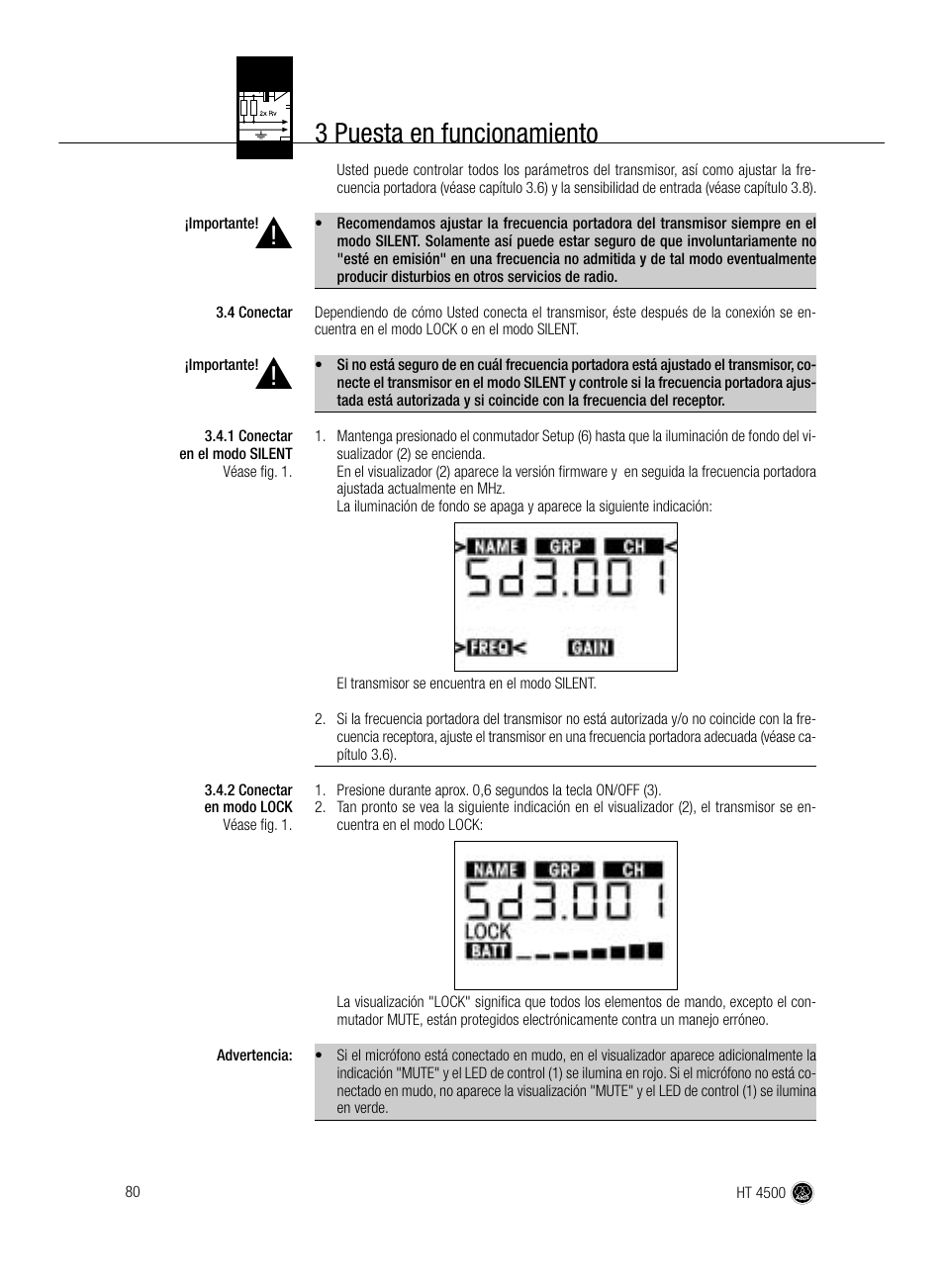 3 puesta en funcionamiento | AKG Acoustics HT 4500 User Manual | Page 80 / 114