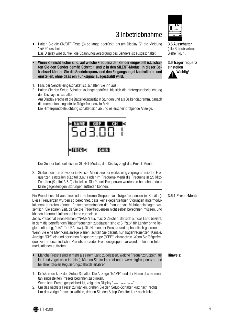 3 inbetriebnahme | AKG Acoustics HT 4500 User Manual | Page 9 / 114