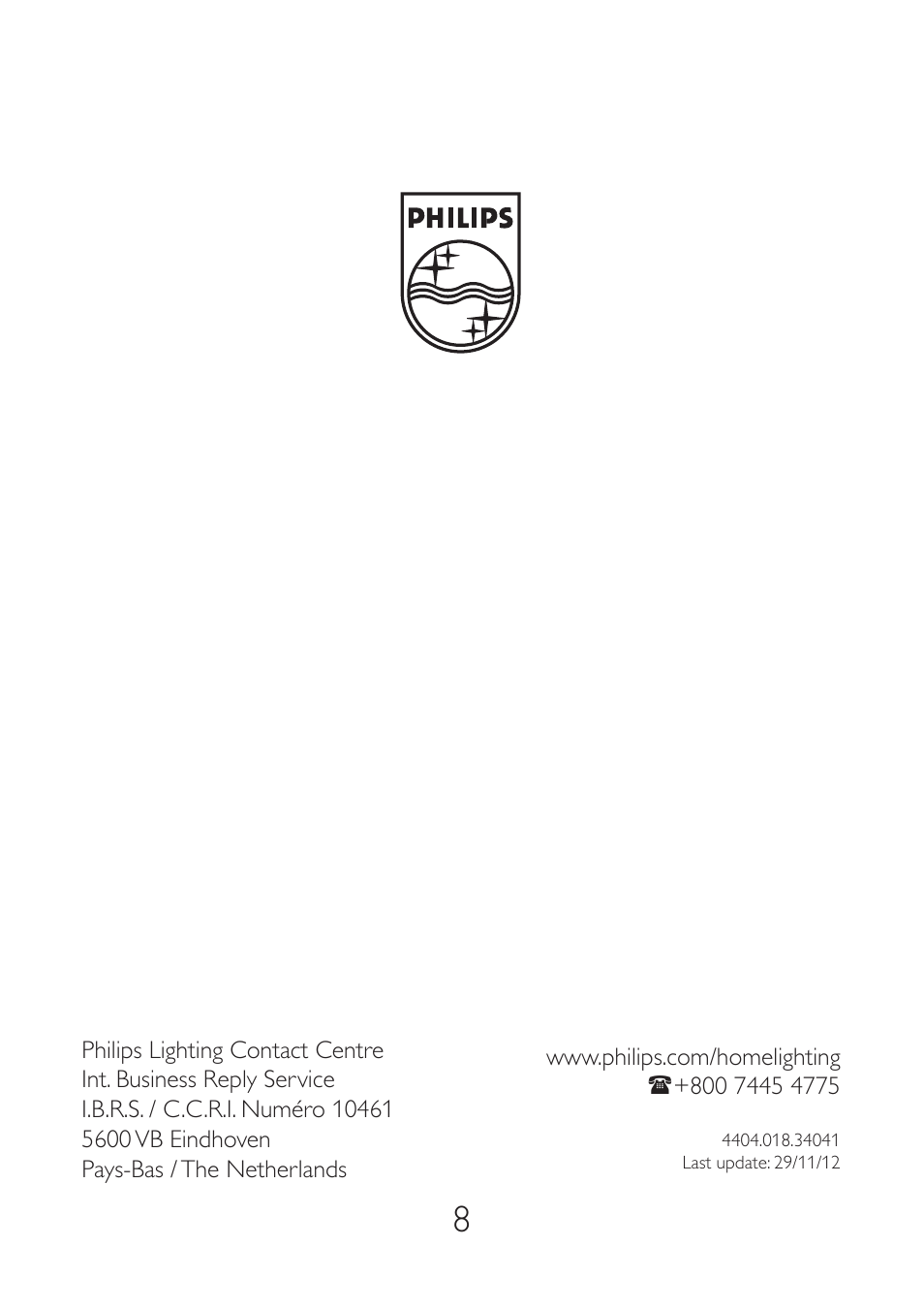 Philips myLiving Applique murale User Manual | Page 8 / 8