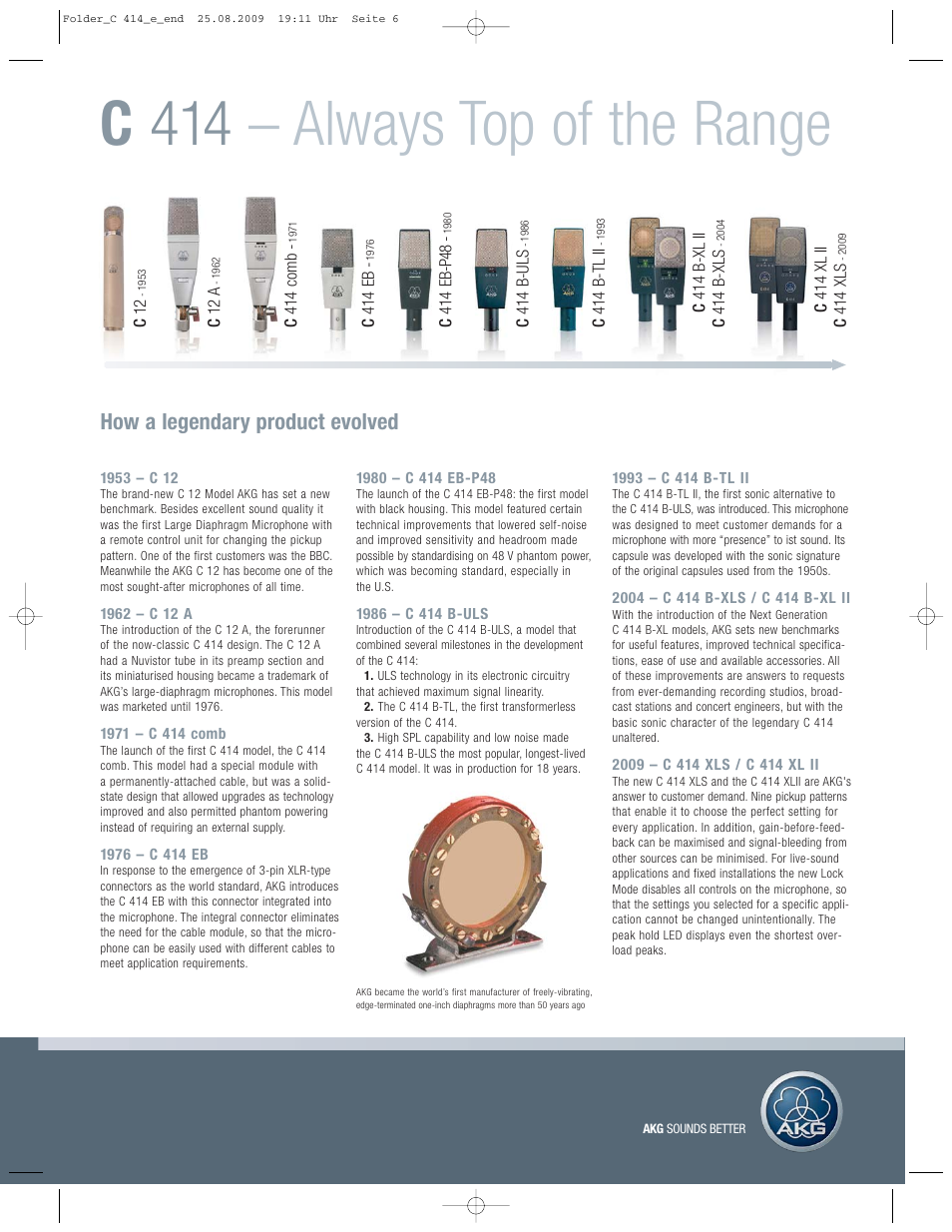 C 414 – always top of the range, How a legendary product evolved | AKG Acoustics C 414 User Manual | Page 5 / 12