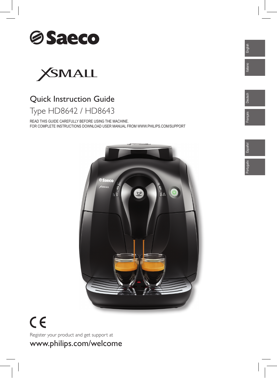 Philips Saeco Xsmall Machine espresso Super Automatique User Manual | 56 pages
