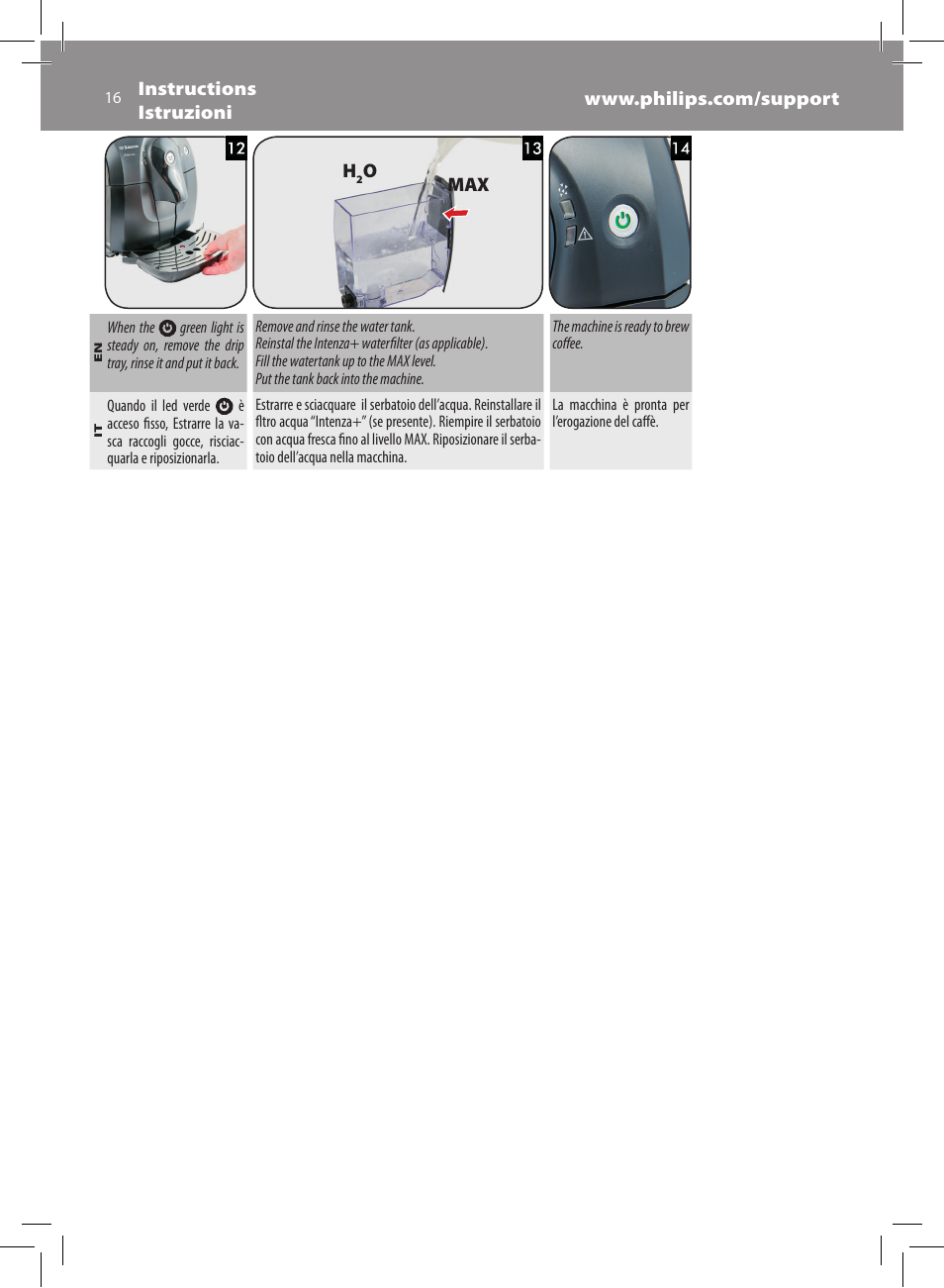 Philips Saeco Xsmall Machine espresso Super Automatique User Manual | Page 16 / 56