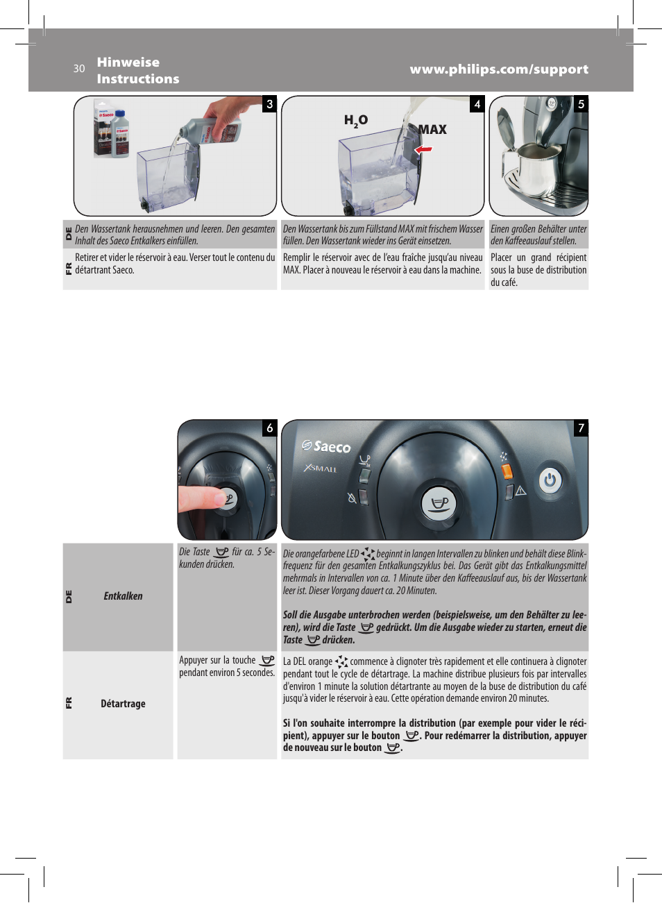 Philips Saeco Xsmall Machine espresso Super Automatique User Manual | Page 30 / 56