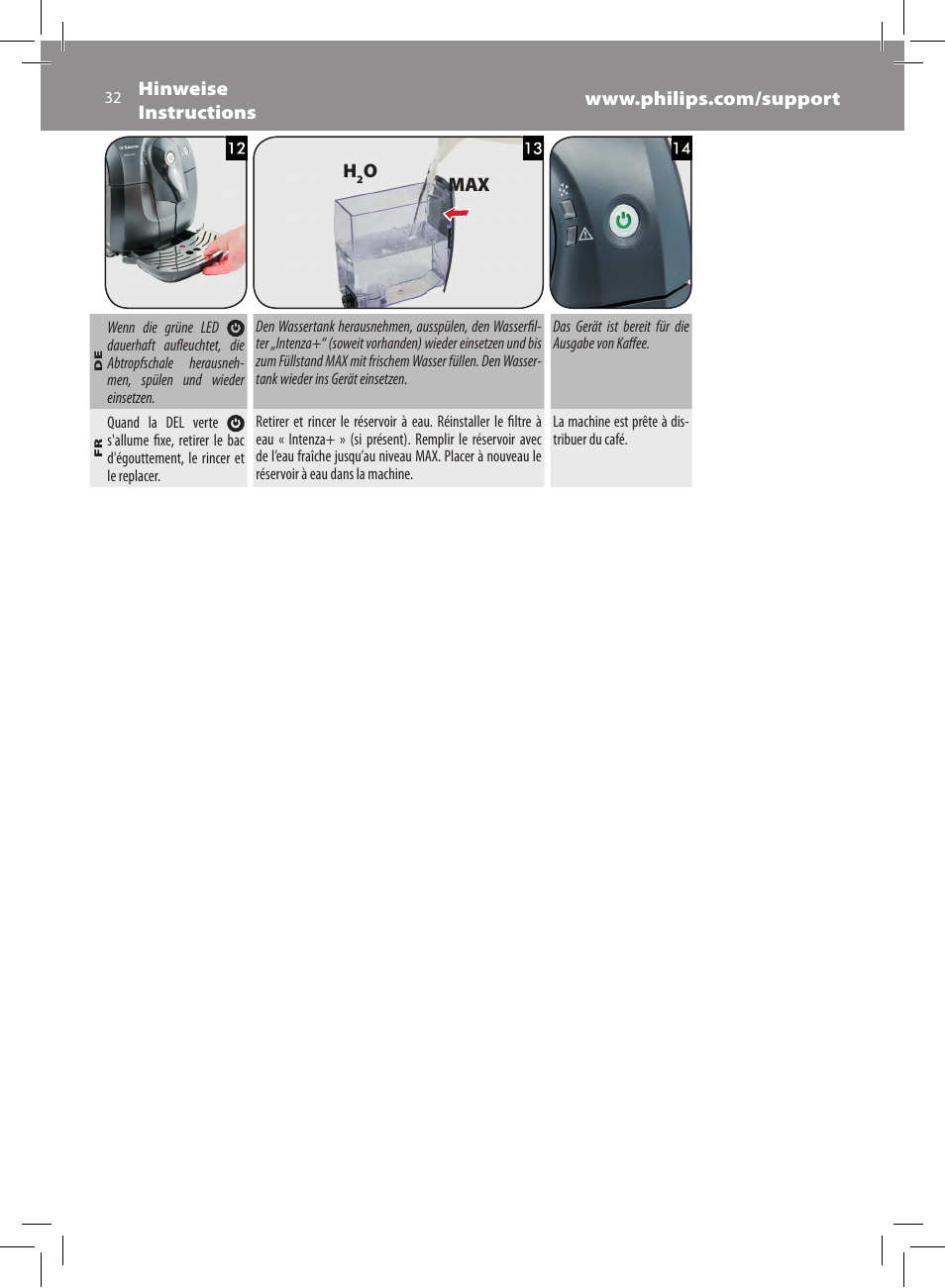 Philips Saeco Xsmall Machine espresso Super Automatique User Manual | Page 32 / 56