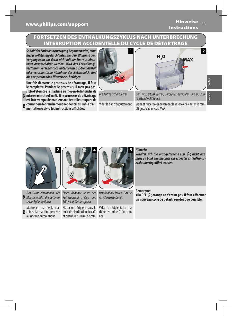 Philips Saeco Xsmall Machine espresso Super Automatique User Manual | Page 33 / 56