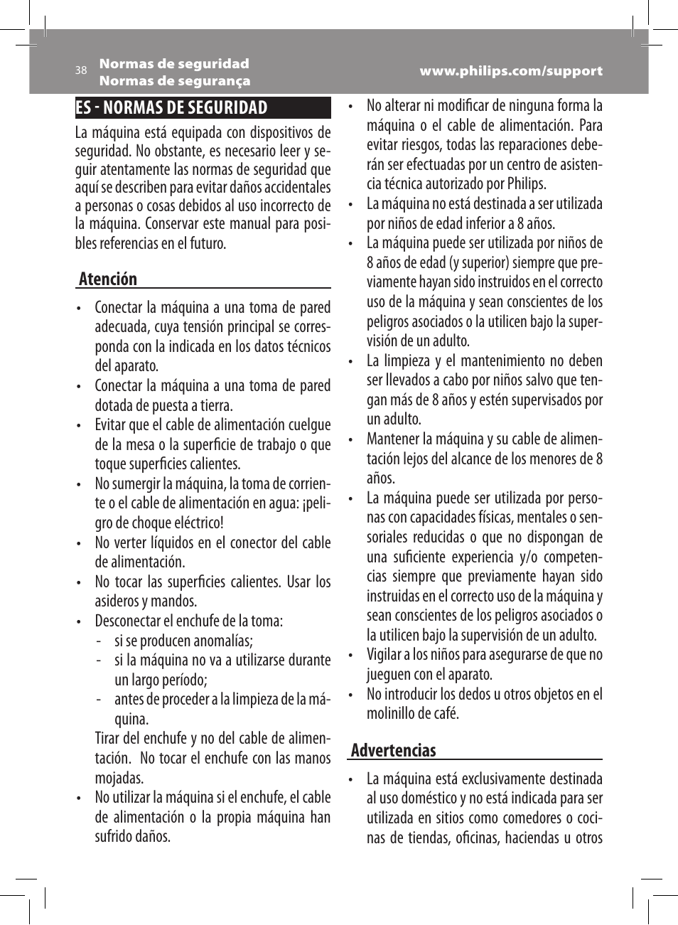 Philips Saeco Xsmall Machine espresso Super Automatique User Manual | Page 38 / 56