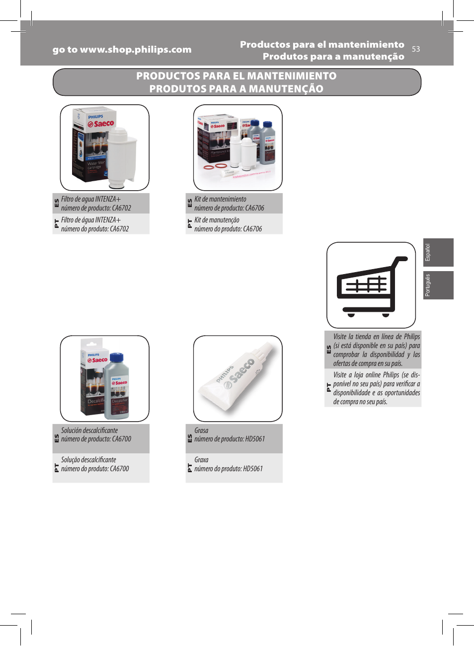 Philips Saeco Xsmall Machine espresso Super Automatique User Manual | Page 53 / 56