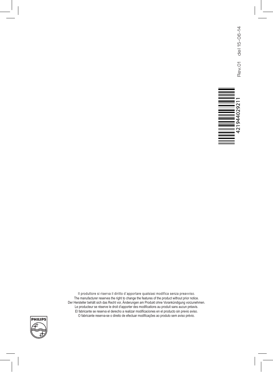 Philips Saeco Xsmall Machine espresso Super Automatique User Manual | Page 56 / 56