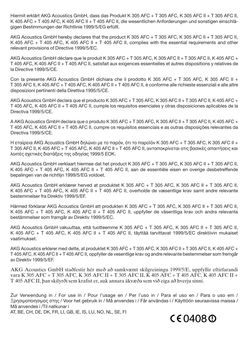 AKG Acoustics K 305 AFC User Manual | Page 27 / 30
