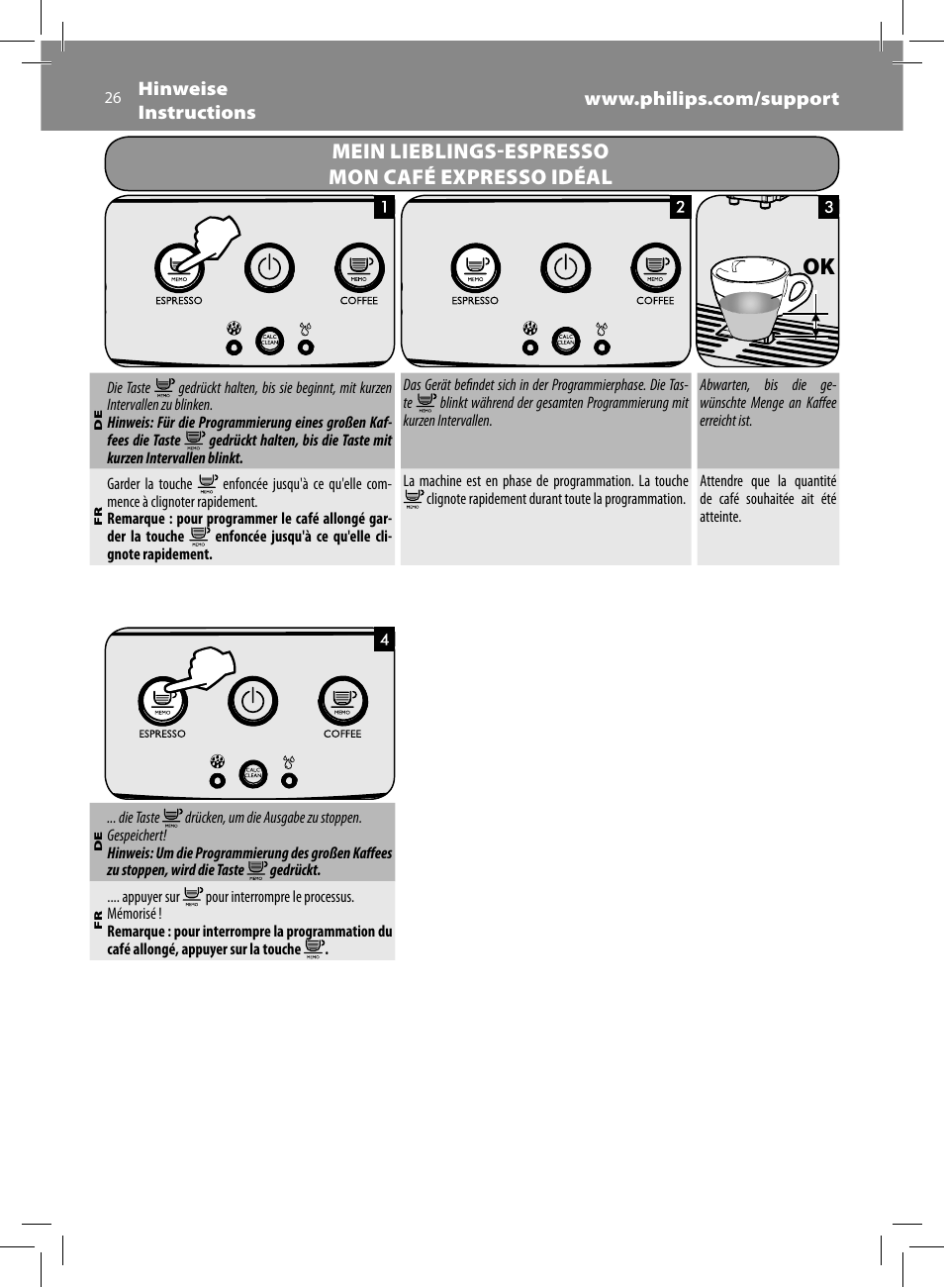 Mein lieblings-espresso mon café expresso idéal | Philips Saeco Minuto Machine espresso Super Automatique User Manual | Page 26 / 92