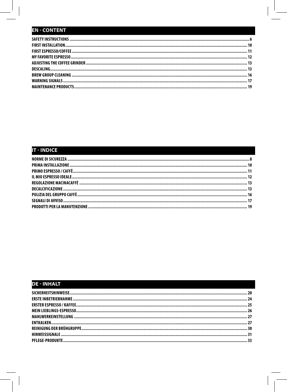Philips Saeco Minuto Machine espresso Super Automatique User Manual | Page 4 / 92