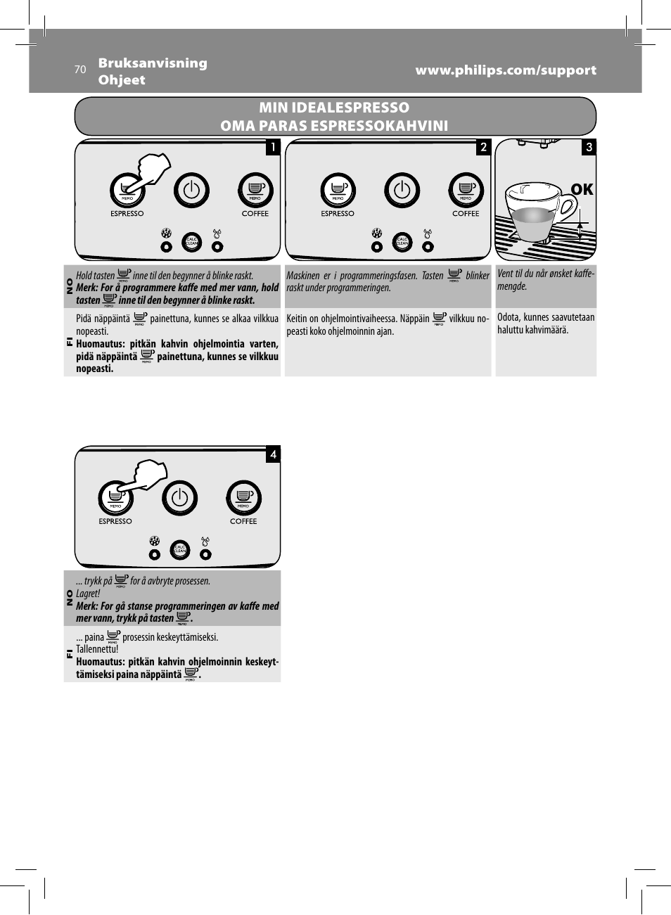 Min idealespresso oma paras espressokahvini | Philips Saeco Minuto Machine espresso Super Automatique User Manual | Page 70 / 92
